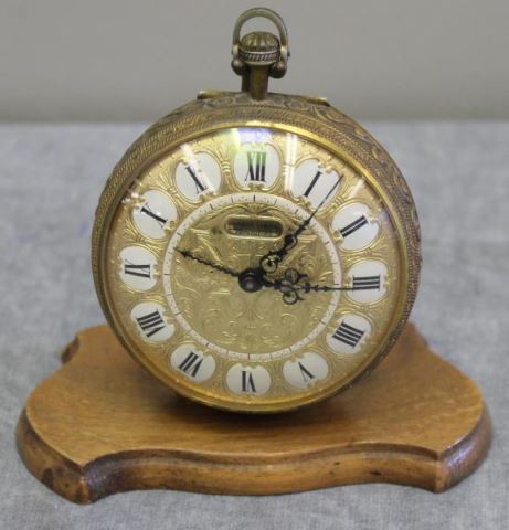 Appraisal: JEWELRY Oversize French Pocket Watch TravelClock Signed Ernest Borel Versailles