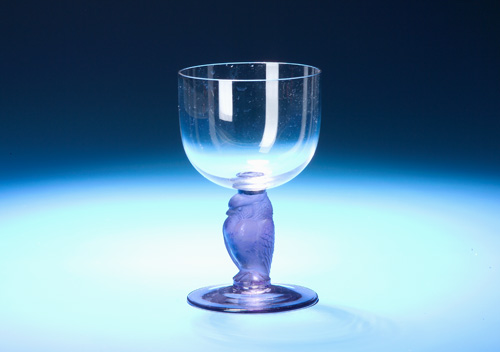 Appraisal: R LALIQUE Rare wine goblet Rapace clear glass applied to