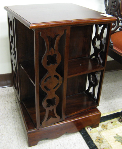 Appraisal: DIMINUTIVE REVOLVING MAHOGANY BOOKCASE th century of square form revolving