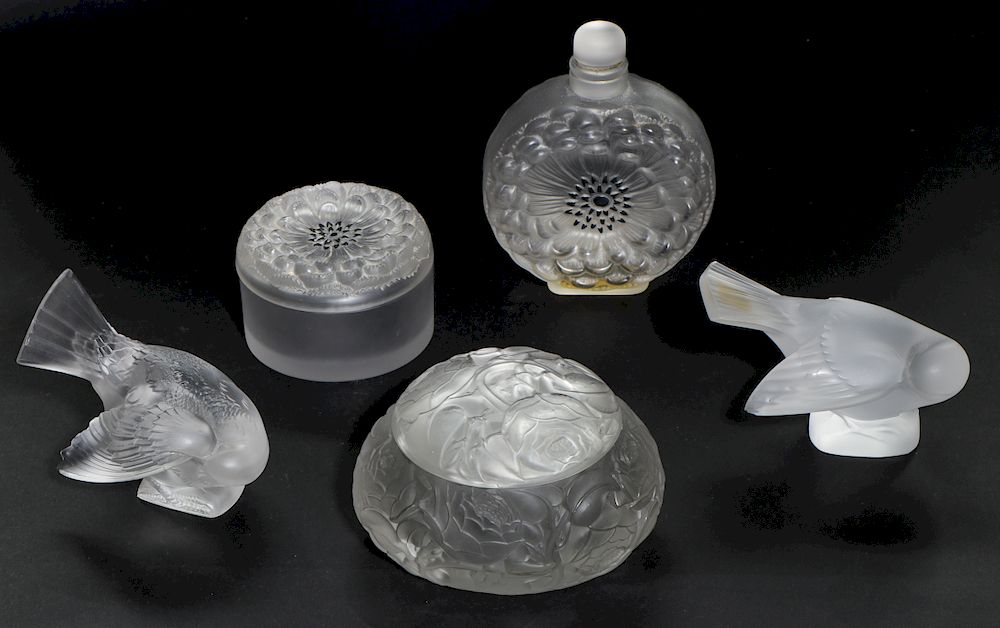 Appraisal: R Lalique Dinard Glass Box and Other Pieces of Lalique