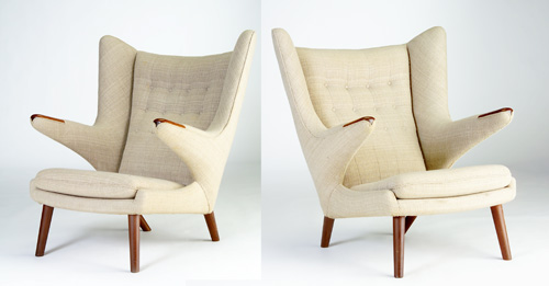 Appraisal: HANS WEGNER Fine pair of Papa Bear chairs with oatmeal-colored