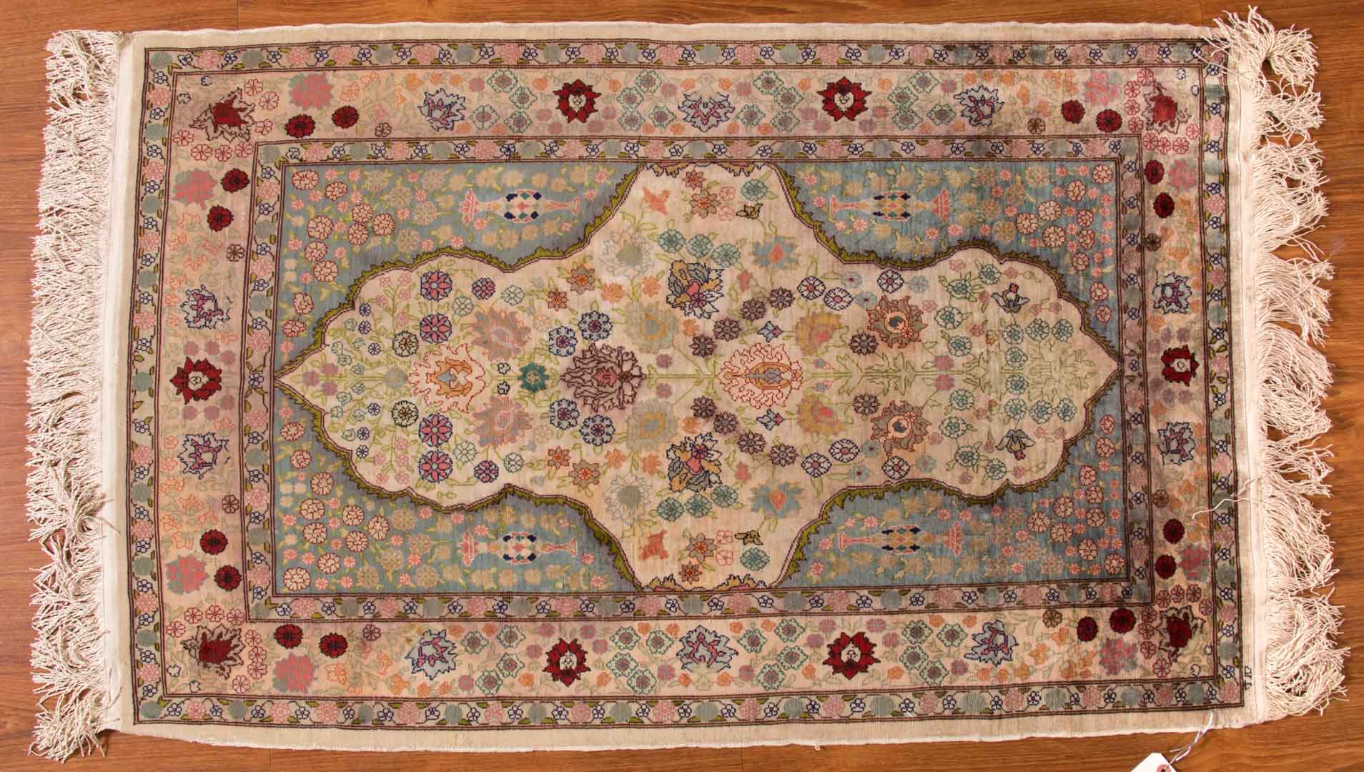 Appraisal: Very fine silk Hereke rug approx x Turkey modern Condition