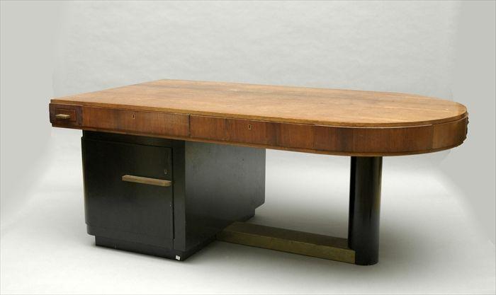 Appraisal: Art Deco Rosewood Brass and Black Painted Desk in the