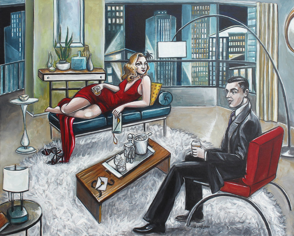 Appraisal: LYNN Amy American - ''High Society'' Acrylic Canvas '' x