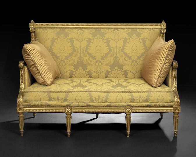 Appraisal: Louis XVI-Style Giltwood Settee early th century the rectangular back