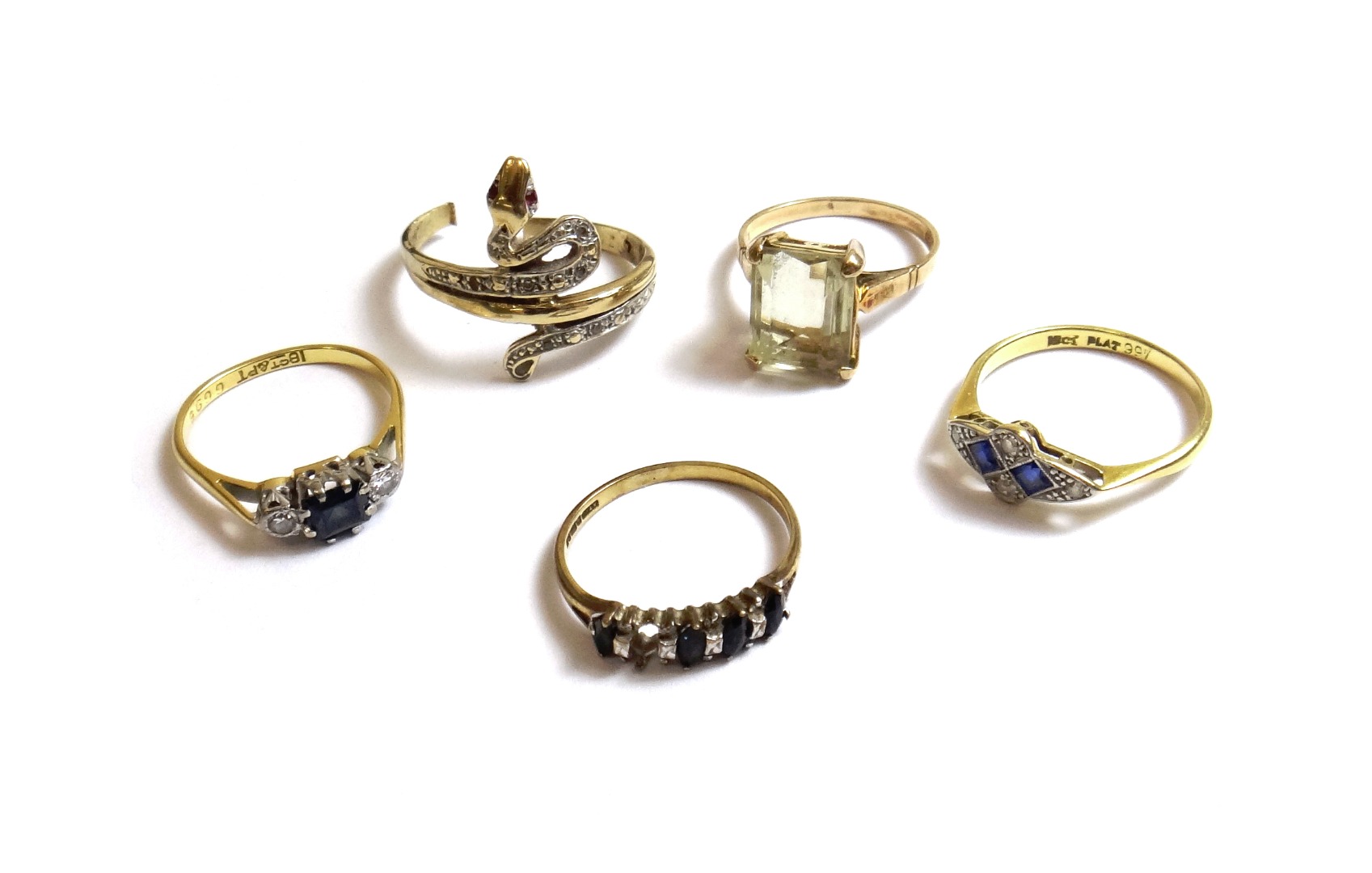 Appraisal: A gold and platinum sapphire and diamond set ring mounted