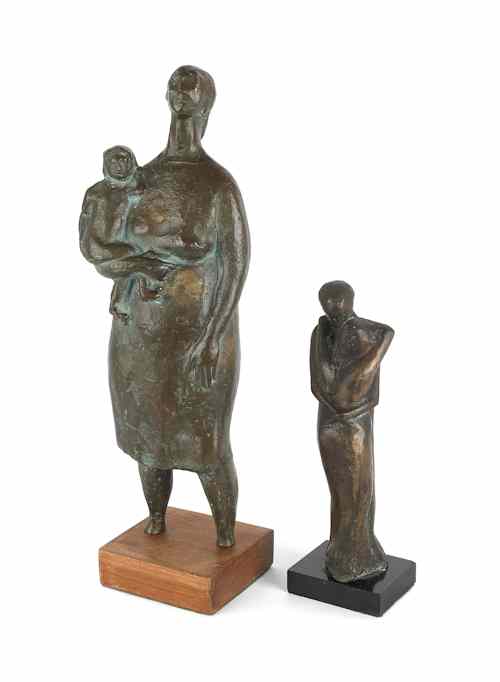 Appraisal: Bronze figure of a mother and child marked R M