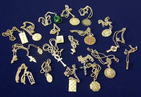 Appraisal: Twenty silver necklaces marked ' ' and 'Sterling' with silver