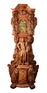 Appraisal: Monumental Carved Musical Tall Case Clock Carved German Polyphon Tall