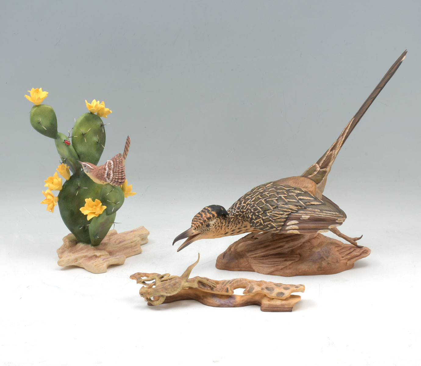 Appraisal: BOEHM ROAD RUNNER WITH LIZARD CANYON WREN separate pieces including