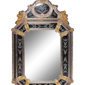 Appraisal: A Venetian Style Clear and Gilded Glass Mirror TH CENTURY