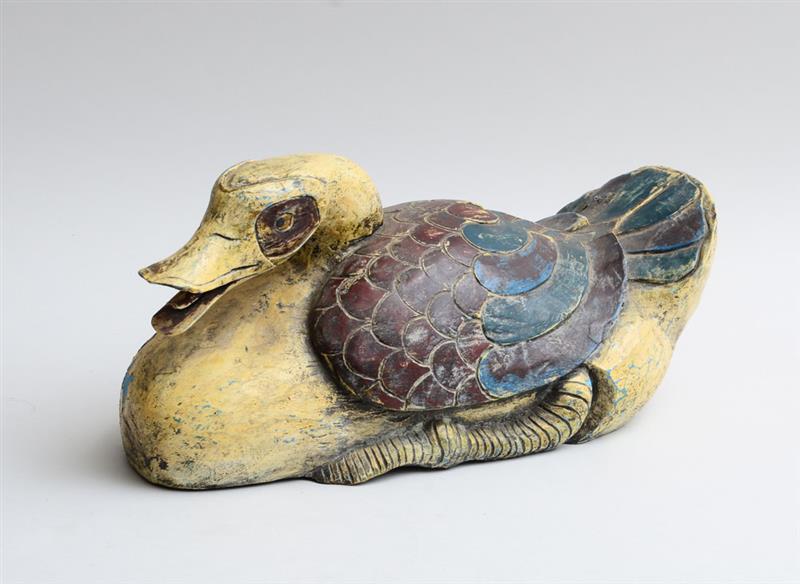 Appraisal: INDIAN PAINTED AND CARVED MODEL OF A DUCK x x