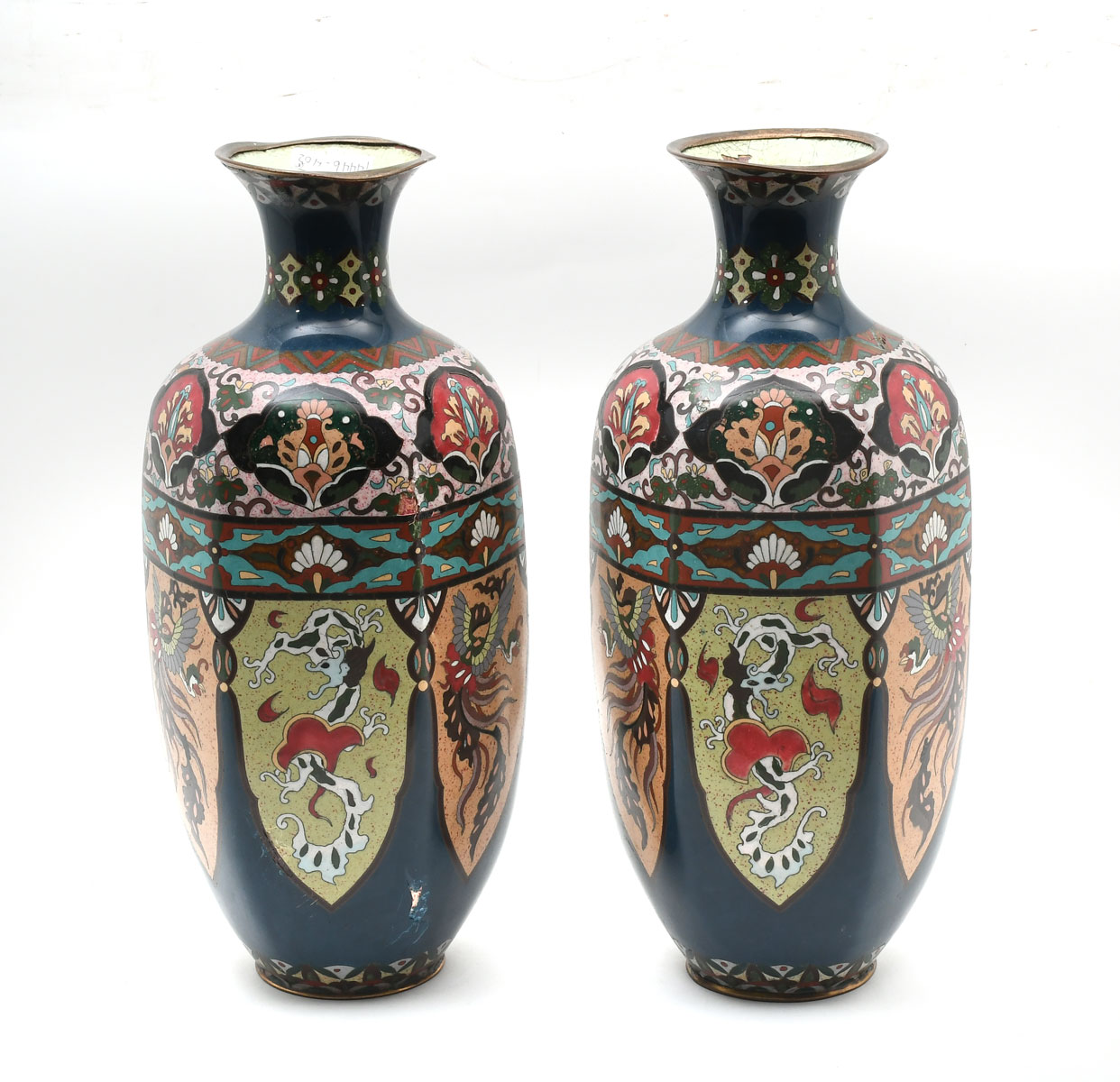 Appraisal: PAIR OF TALL JAPANESE MEIJI PERIOD CLOISONNE VASES Pair of