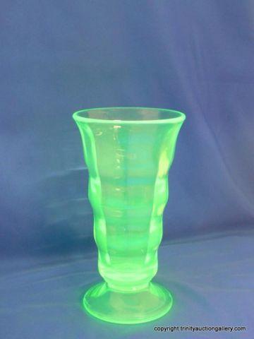 Appraisal: Vaseline Glass Tall Flared Mouth Vase - Very nice and