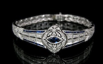 Appraisal: Le Vian Sapphire Diamond Deco Style Bracelet A Le Vian