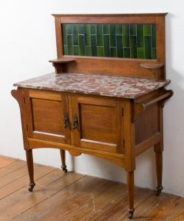 Appraisal: Victorian Tile Back Marble Top Washstand Victorian washstand with marble