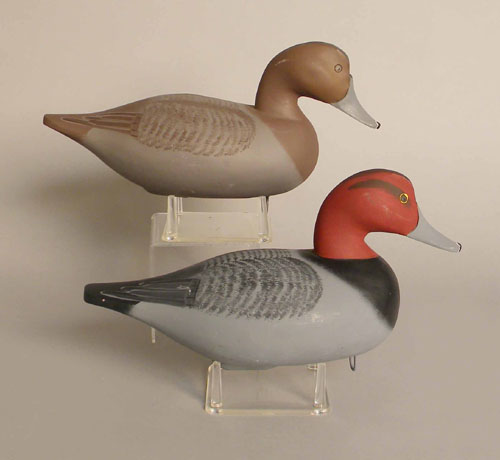 Appraisal: Pair of redhead duck decoys signed James H Fry Magnolia