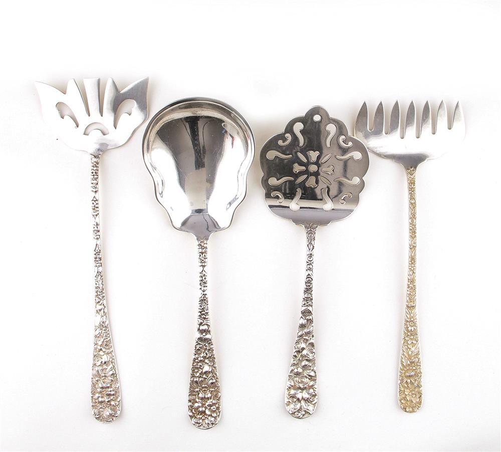 Appraisal: Stieff sterling serving pieces circa Rose pattern comprising berry spoon