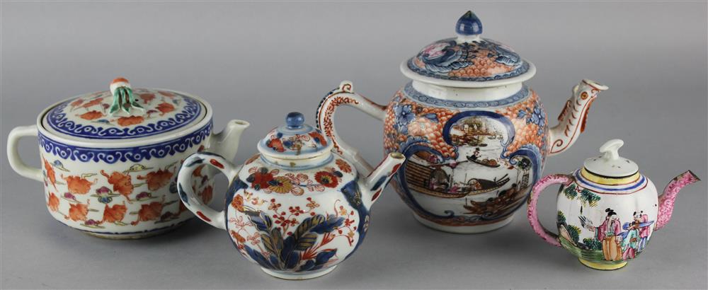 Appraisal: FOUR CHINESE TEAPOTS TH TH C including a small globular