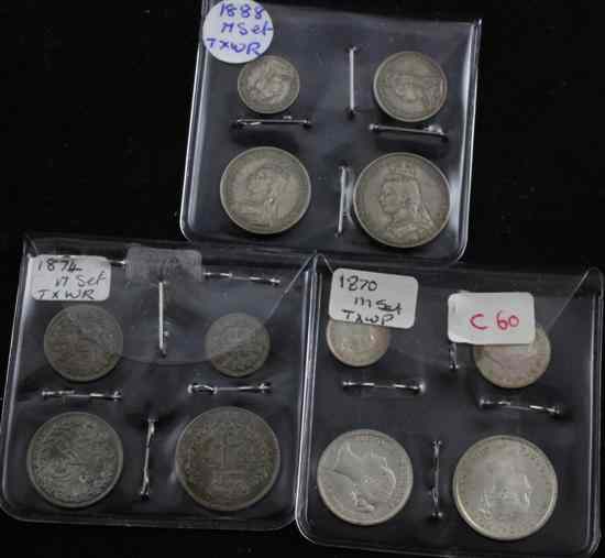 Appraisal: Three Victoria maundy sets all uncirculated and uncased Estimate -