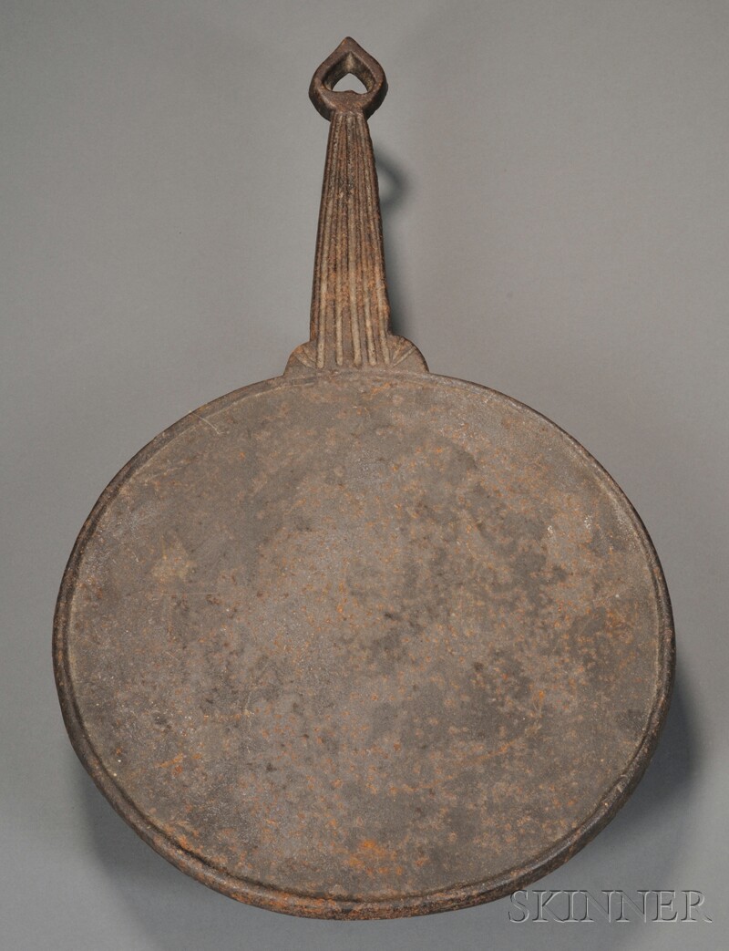 Appraisal: Early Cast Iron Griddle with Heart Motif on Handle th