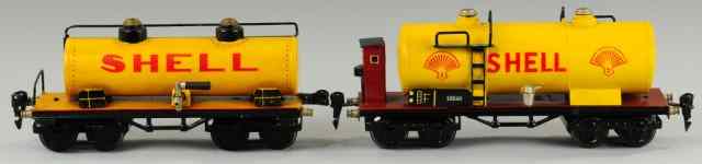 Appraisal: TWO MARKLIN SHELL OIL TANKERS O gauge each painted in