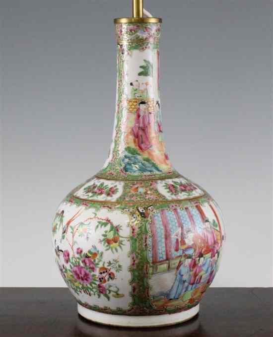 Appraisal: A Chinese Canton decorated famille rose bottle vase late th