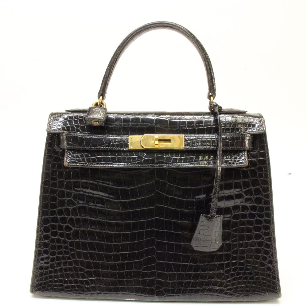 Appraisal: Hermes Porosus Crocodile Kelly Sellier A vintage Hermes Kelly Sellier