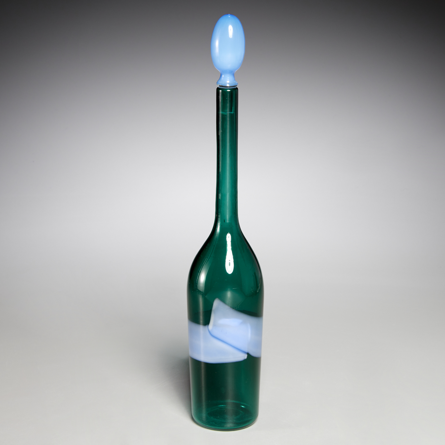 Appraisal: FULVIO BIANCONI FASCE ORIZZONTALE BOTTLE c Italy emerald green glass