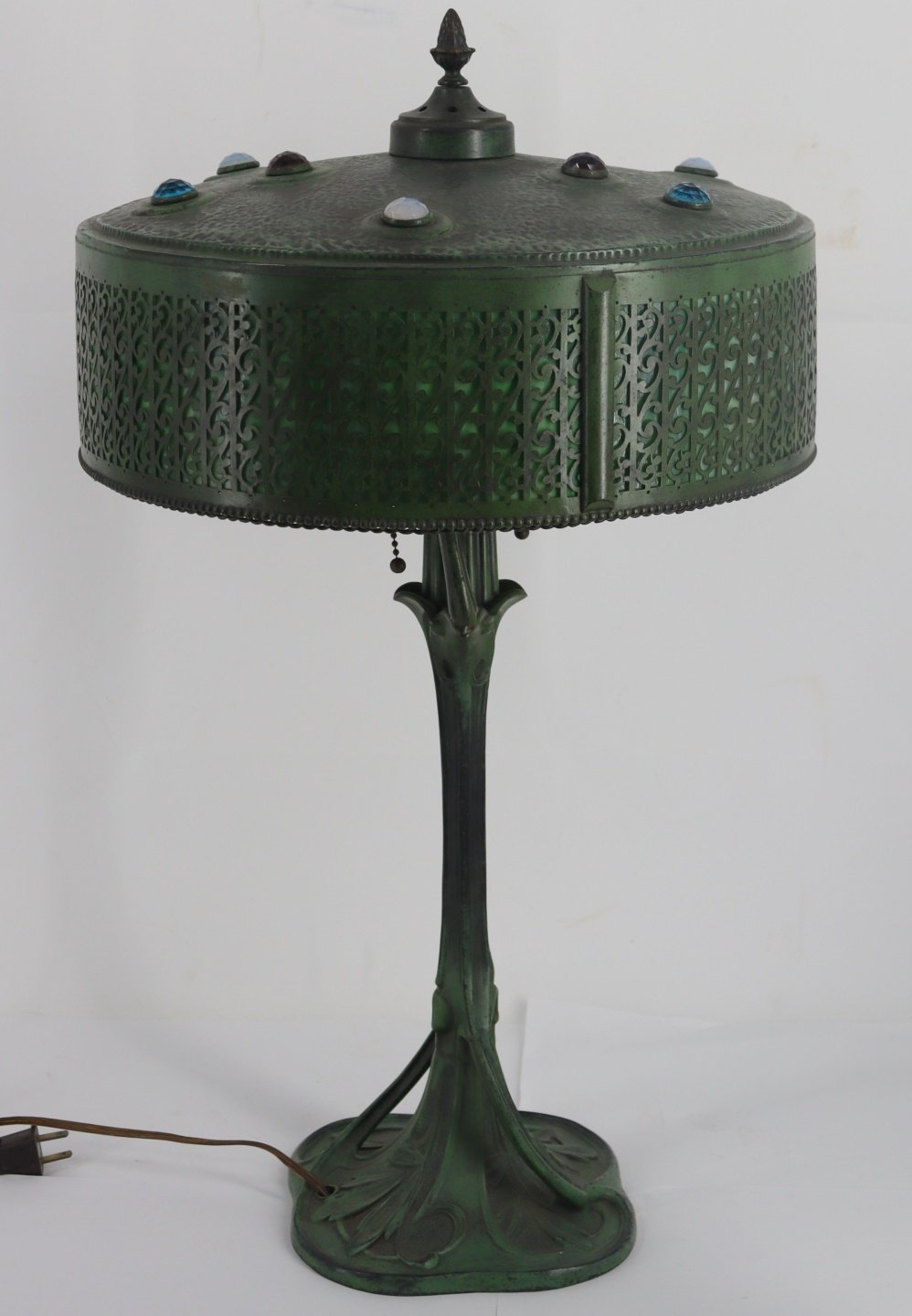 Appraisal: Arts Crafts Patinated Metal Table Lamp A great original lamp