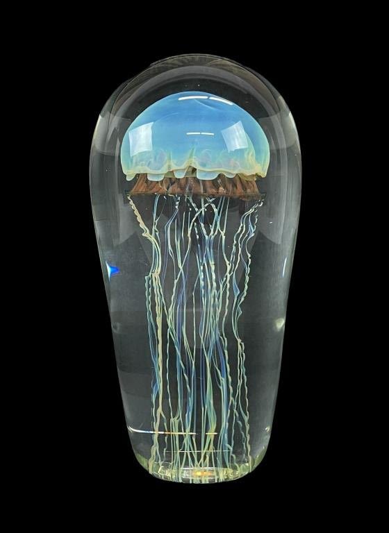 Appraisal: Rick Satava Art Glass Jelly FishGood condition no chips or