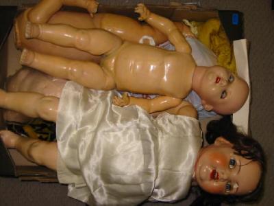 Appraisal: Two composition dolls and high three various composition baby dolls