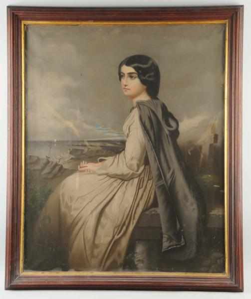 Appraisal: Framed Canvas Victorian Lady Description Framed under glass Condition Excellent