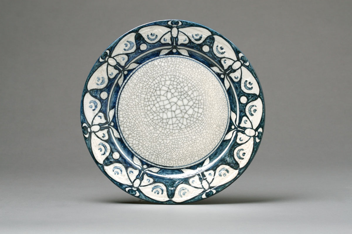 Appraisal: DEDHAM POTTERY 'LUNAR MOTH' PATTERN PLATE Painted in dark blue