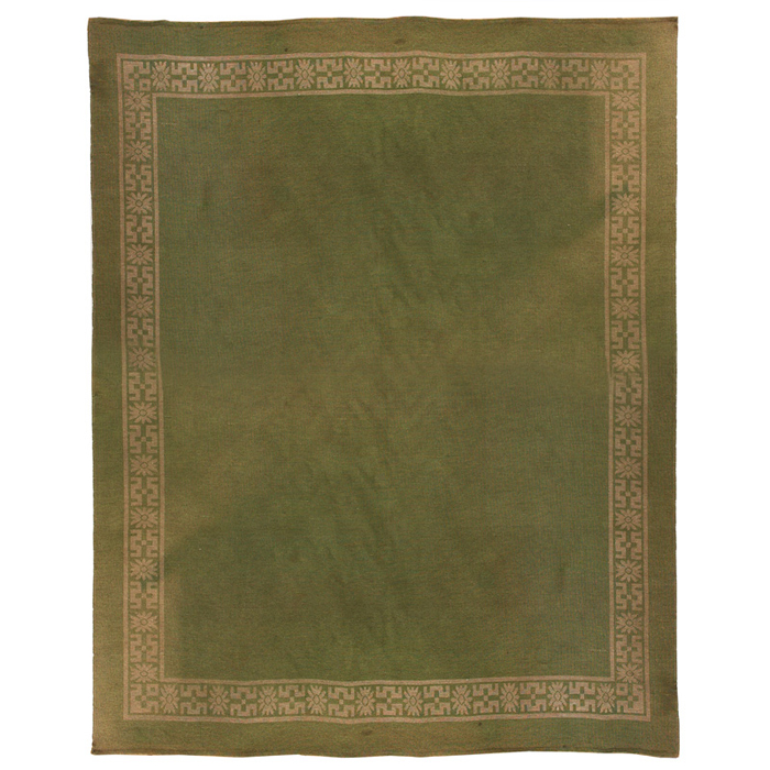 Appraisal: Arts and Crafts rug tan geometric border on a green