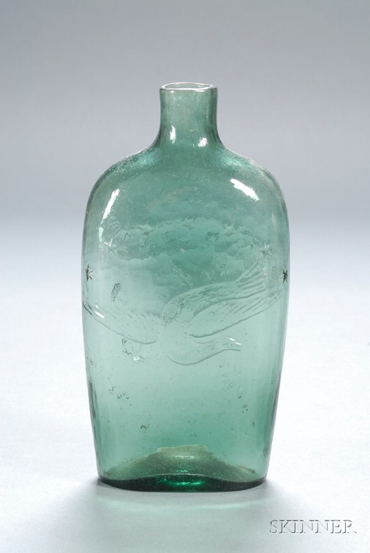 Appraisal: Green NEW LONDON GLASSWORKS Pint Flask New London Glass Works