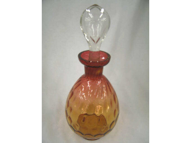 Appraisal: Victorian Amberina Art Glass Decanter swirling thrumbprint decor