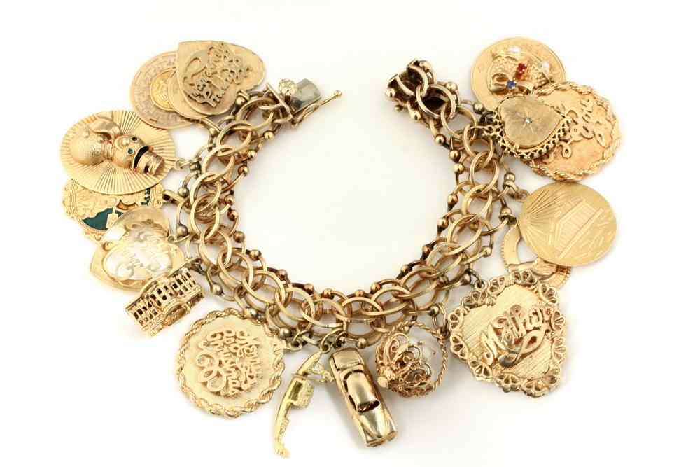 Appraisal: CHARM BRACELET - One K yellow gold bracelet with K