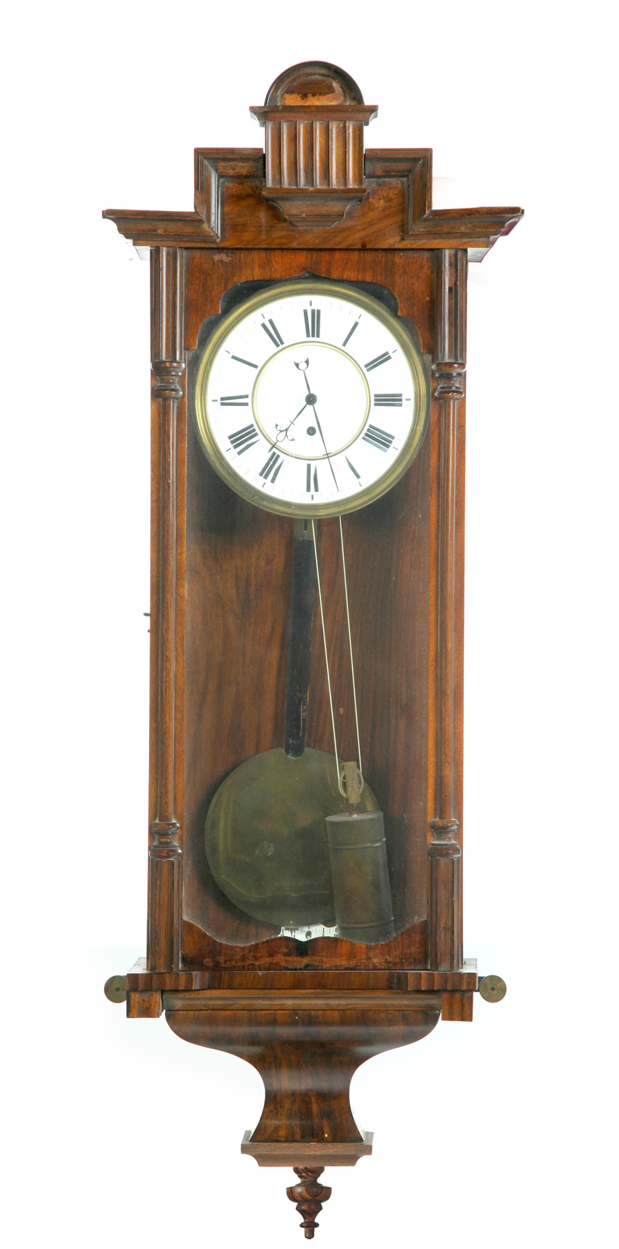 Appraisal: GERMAN WALL CLOCK Third quarter th century rosewood veneer Enameled