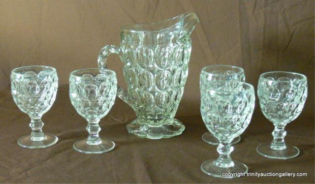 Appraisal: Jeanette Glass Co Beverage Set-Pilgrim Thumbprint - 's vintage beverage