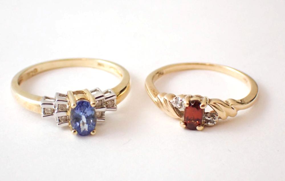 Appraisal: TWO DIAMOND AND YELLOW GOLD RINGS including a k yellow