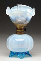 Appraisal: SCARCE WHITE OPALESCENT MINI LAMP S - White opalescent shade