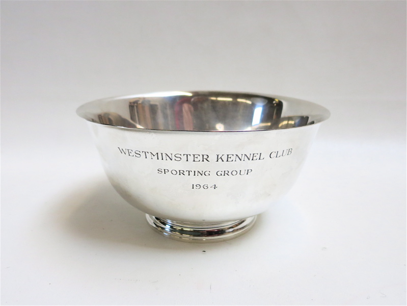 Appraisal: TIFFANY CO STERLING SILVER BOWL pattern engraved Westminster Kennel Club