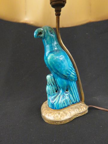 Appraisal: Chinese Porcelain Figural Lampof a bird rich blue glaze body