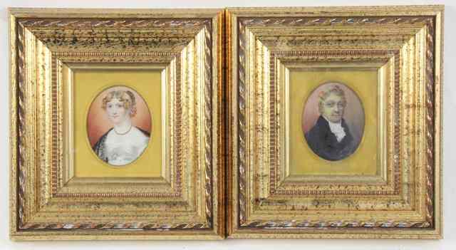 Appraisal: English School circa Portrait Miniatures of a Gentleman and his