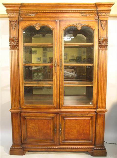 Appraisal: MODERN GEORGE III STYLE GLASS DISPLAY CABINET th century the