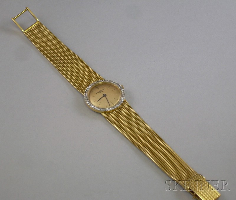 Appraisal: kt Gold and Diamond Lady's Wristwatch Andre Baszanger Geneva