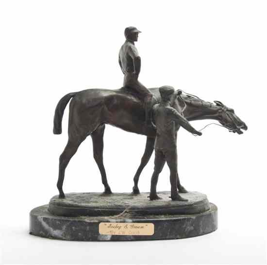 Appraisal: An American Cast Metal Figural Group J W Good Jockey