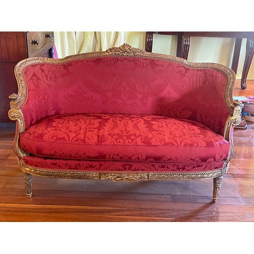 Appraisal: French style two seater settle approx cm H x cm