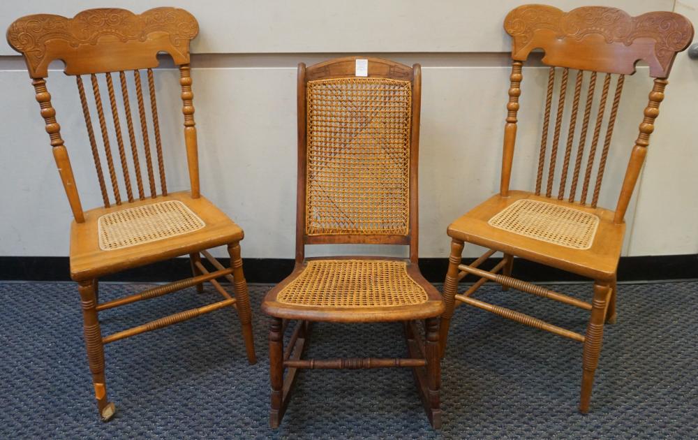 Appraisal: Victorian Walnut Cane Seat and Back Rocker and Pair Pressed